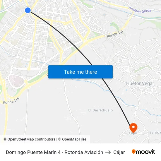 Domingo Puente Marín 4 - Rotonda Aviación to Cájar map