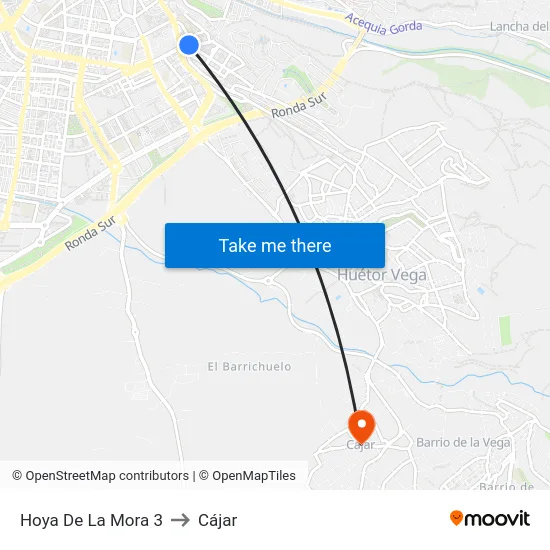 Hoya De La Mora 3 to Cájar map