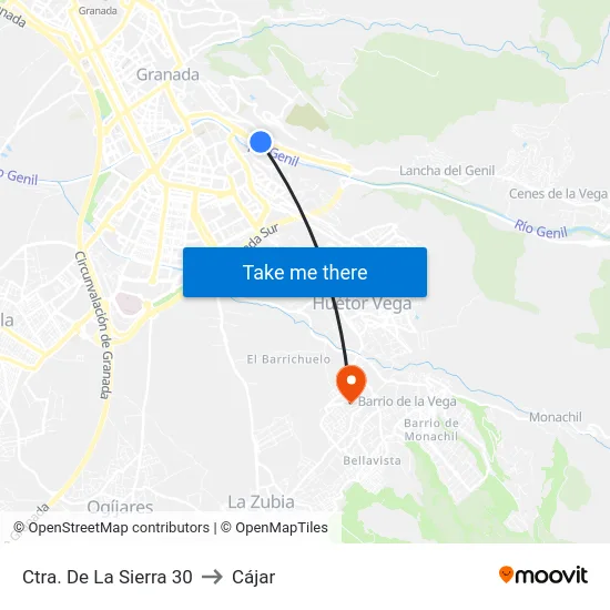 Ctra. De La Sierra 30 to Cájar map