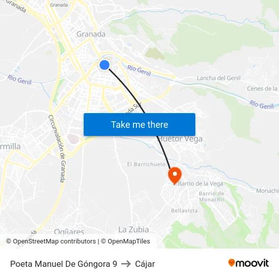 Poeta Manuel De Góngora 9 to Cájar map