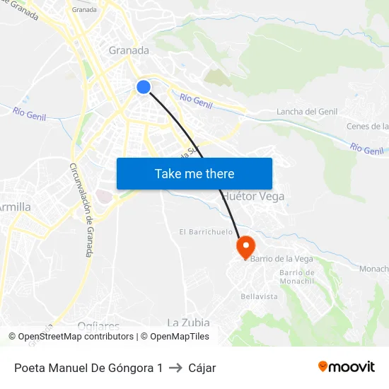 Poeta Manuel De Góngora  1 to Cájar map