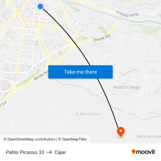 Pablo Picasso 33 to Cájar map