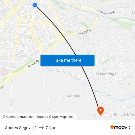Andrés Segovia 1 to Cájar map