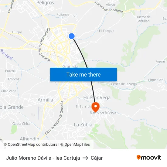 Julio Moreno Dávila - Ies Cartuja to Cájar map