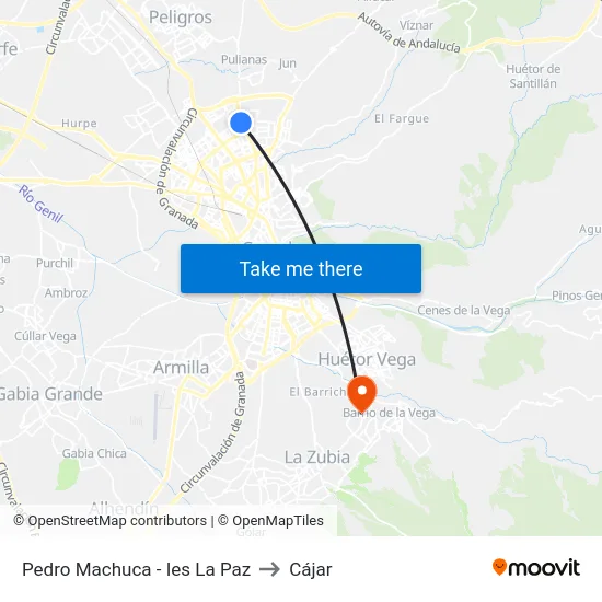 Pedro Machuca - Ies La Paz to Cájar map