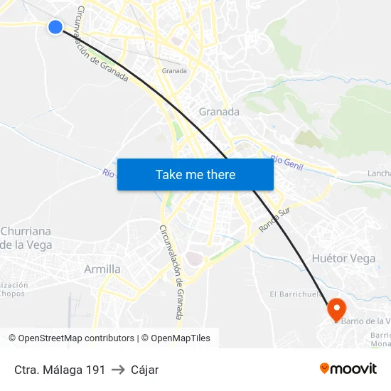 Ctra. Málaga 191 to Cájar map