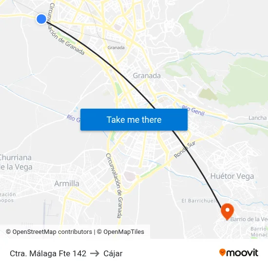 Ctra. Málaga Fte 142 to Cájar map