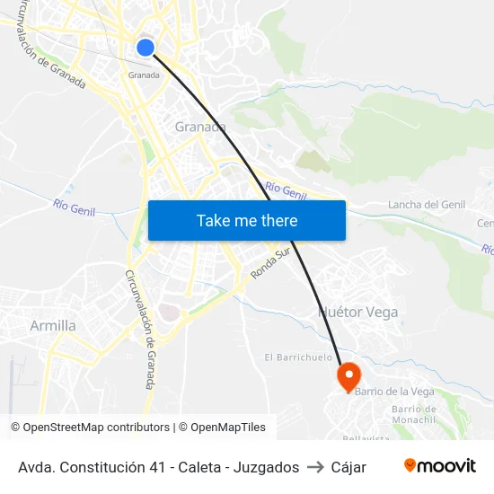 Avda. Constitución 41 - Caleta - Juzgados to Cájar map
