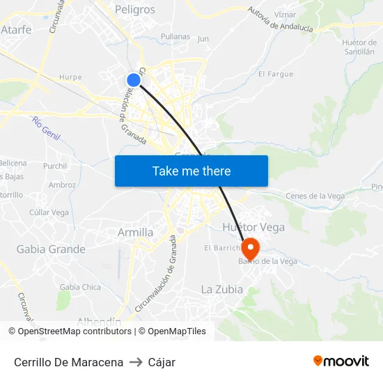 Cerrillo De Maracena to Cájar map