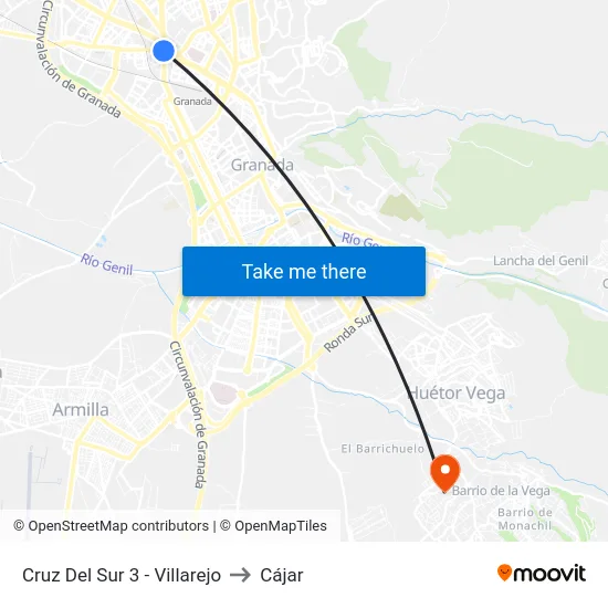 Cruz Del Sur 3 - Villarejo to Cájar map