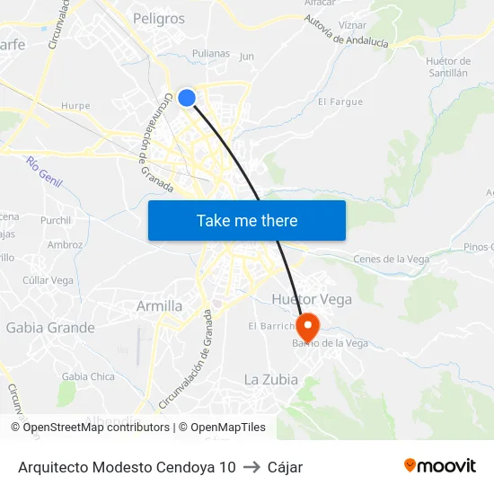 Arquitecto Modesto Cendoya 10 to Cájar map