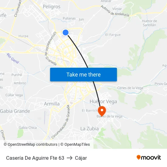 Casería De Aguirre Fte 63 to Cájar map