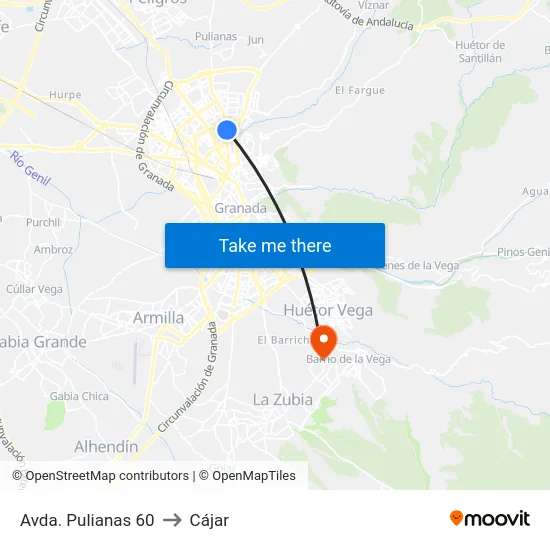 Avda. Pulianas 60 to Cájar map