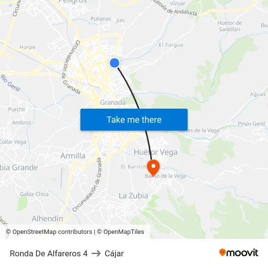 Ronda De Alfareros 4 to Cájar map