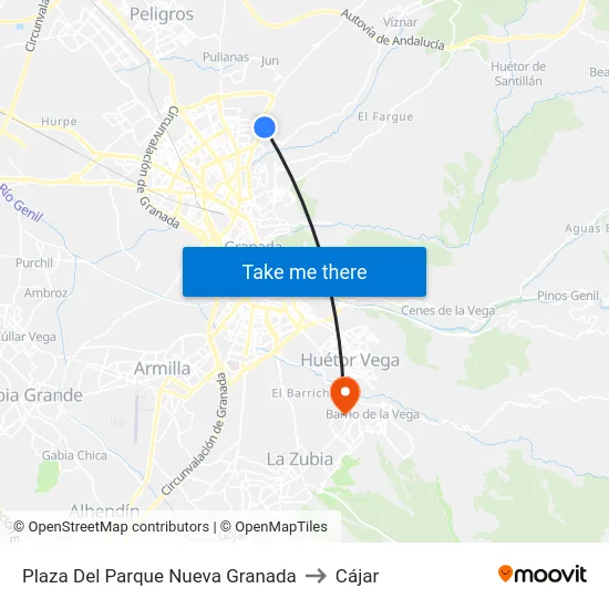 Plaza Del Parque Nueva Granada to Cájar map