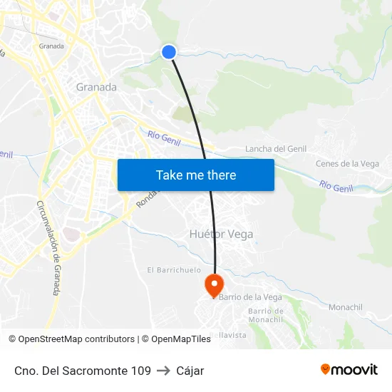 Cno. Del Sacromonte 109 to Cájar map