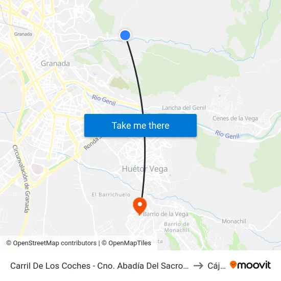 Carril De Los Coches - Cno. Abadía Del Sacromonte to Cájar map
