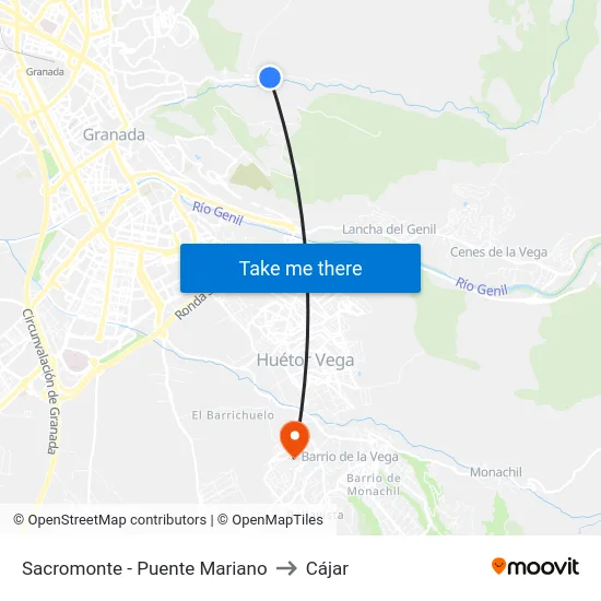 Sacromonte - Puente Mariano to Cájar map