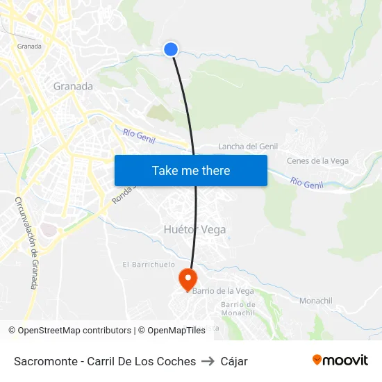 Sacromonte - Carril De Los Coches to Cájar map