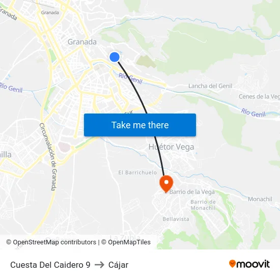 Cuesta Del Caidero 9 to Cájar map