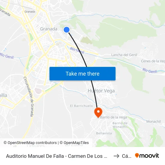 Auditorio Manuel De Falla - Carmen De Los Mártires to Cájar map