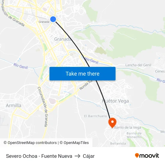 Severo Ochoa - Fuente Nueva to Cájar map