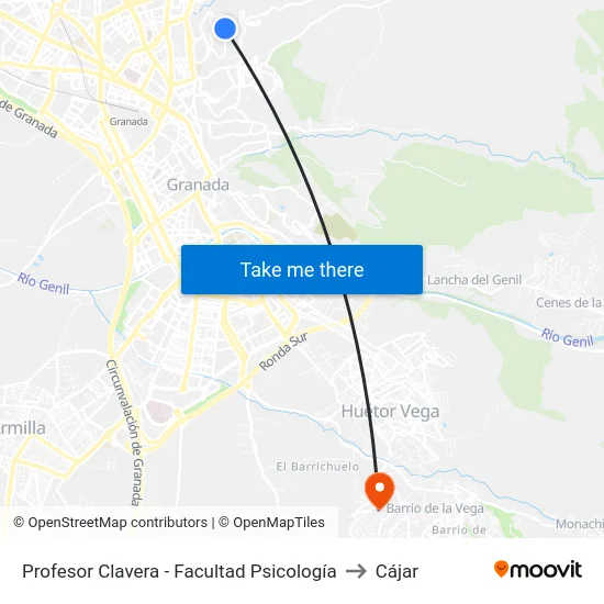 Profesor Clavera - Facultad Psicología to Cájar map