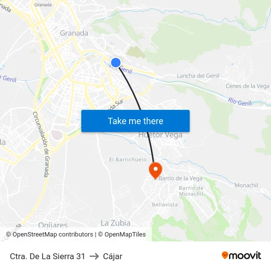 Ctra. De La Sierra 31 to Cájar map