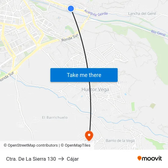 Ctra. De La Sierra 130 to Cájar map