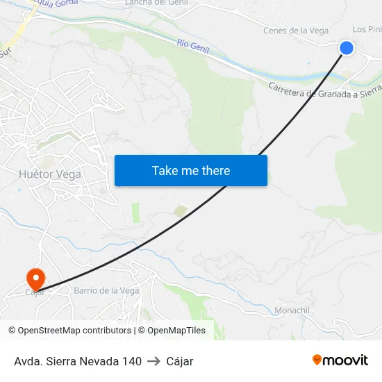 Avda. Sierra Nevada 140 to Cájar map