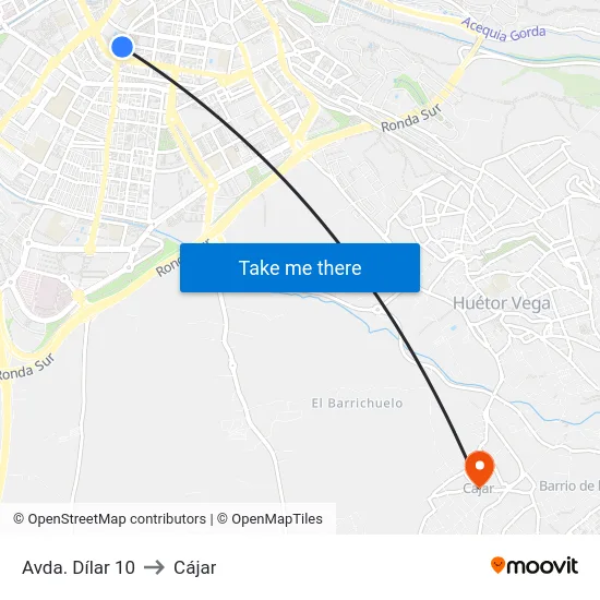 Avda. Dílar 10 to Cájar map
