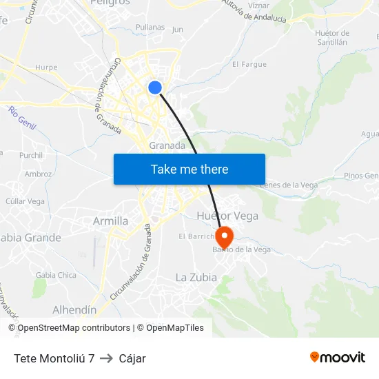 Tete Montoliú 7 to Cájar map