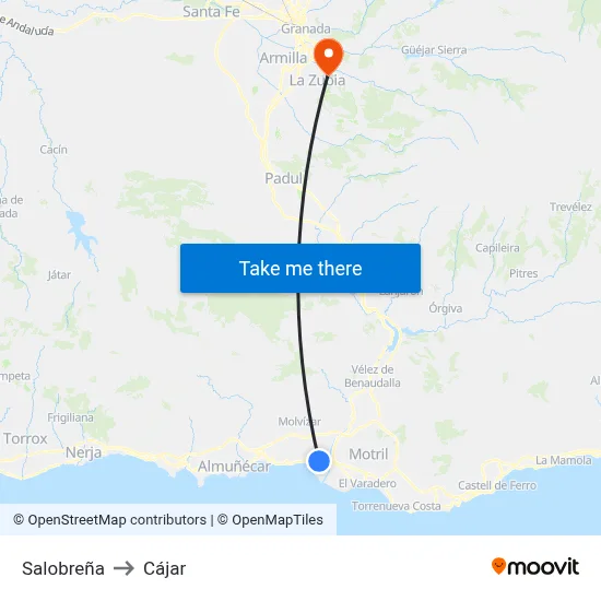 Salobreña to Cájar map