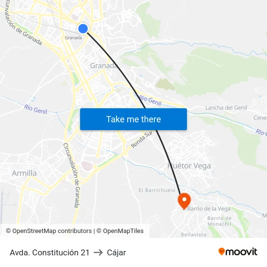 Avda. Constitución 21 to Cájar map