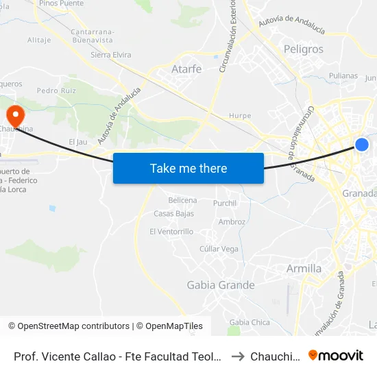 Prof. Vicente Callao - Fte Facultad Teología to Chauchina map