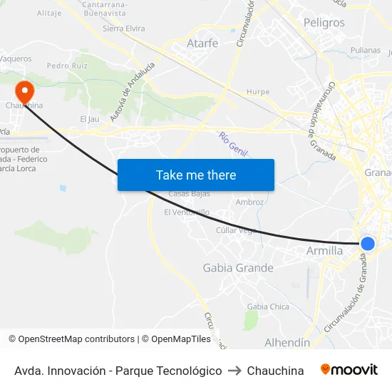 Avda. Innovación - Parque Tecnológico to Chauchina map