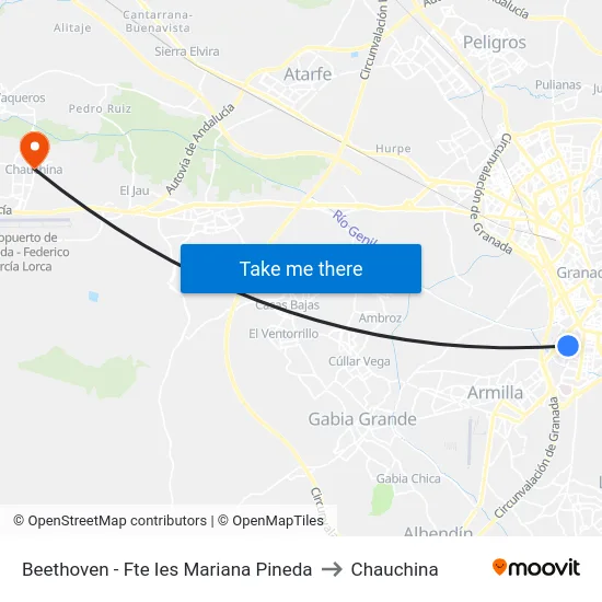 Beethoven - Fte Ies Mariana Pineda to Chauchina map