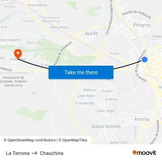La Terrona to Chauchina map