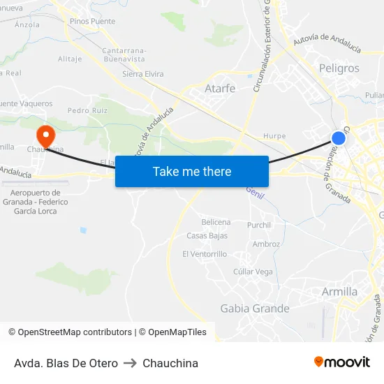 Avda. Blas De Otero to Chauchina map