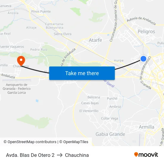 Avda. Blas De Otero 2 to Chauchina map