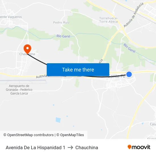 Avenida De La Hispanidad 1 to Chauchina map