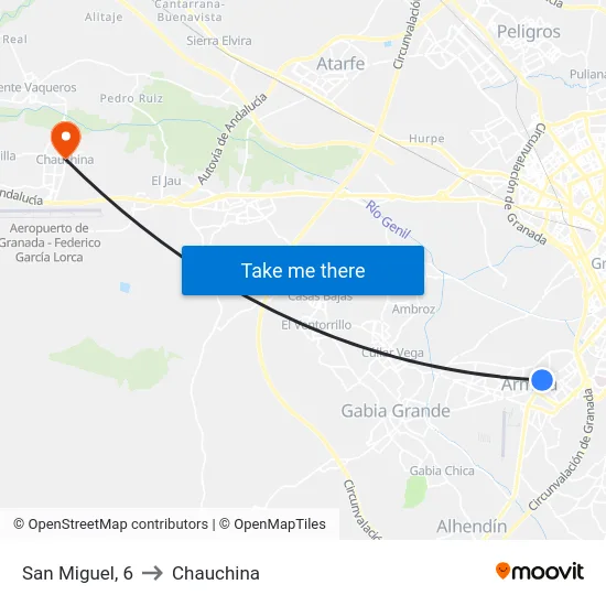 San Miguel, 6 to Chauchina map