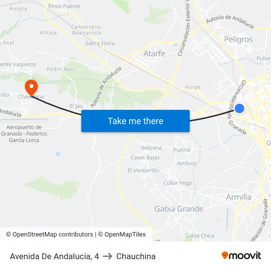 Avenida De Andalucía, 4 to Chauchina map