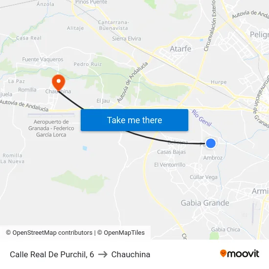 Calle Real De Purchil, 6 to Chauchina map