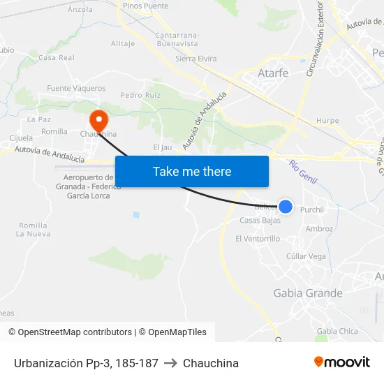 Urbanización Pp-3, 185-187 to Chauchina map
