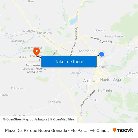 Plaza Del Parque Nueva Granada -  Fte Parroquia S.J. Bautista to Chauchina map