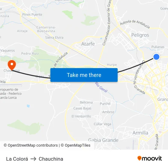 La Colorá to Chauchina map