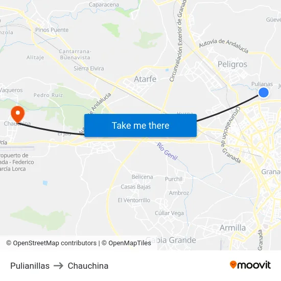 Pulianillas to Chauchina map