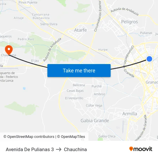 Avenida De Pulianas 3 to Chauchina map