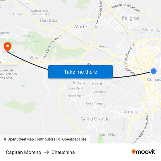 Capitán Moreno to Chauchina map
